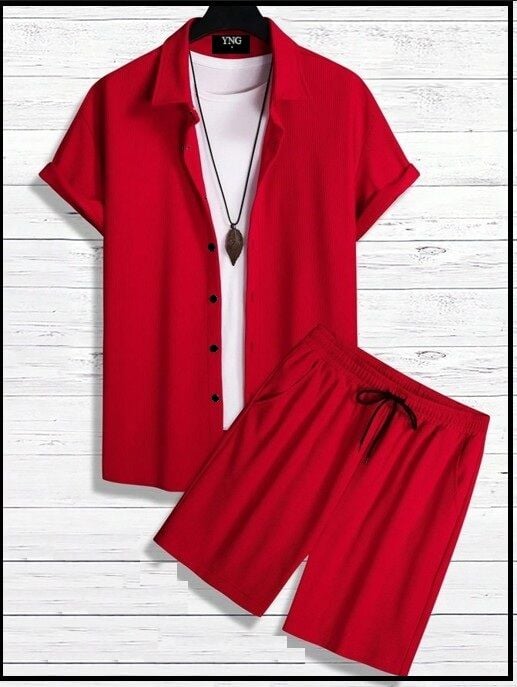 YNGMENCLASS YUMUŞAK DOKULU TERLETMEZ BASKILI GÖMLEK ŞORT TAKIM