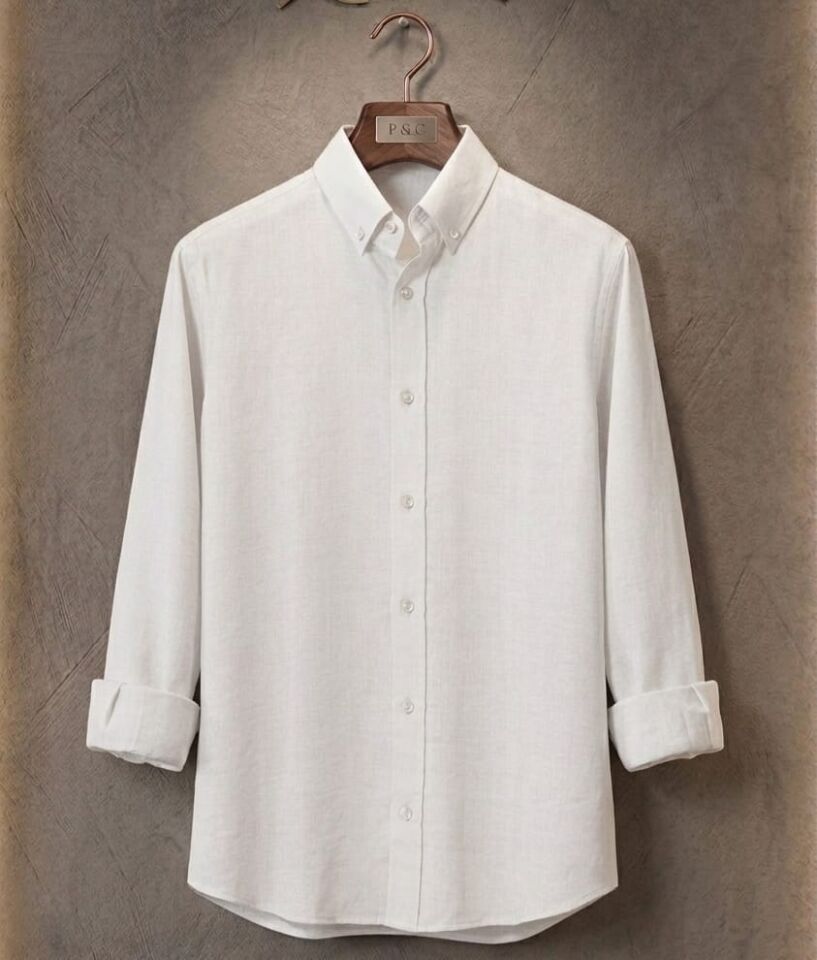 % 100 PAMUK KETEN, NEFES ALAN, HAFİF DOKULU,DÜĞMELİ YAKA,ERKEK KETEN GÖMLEK