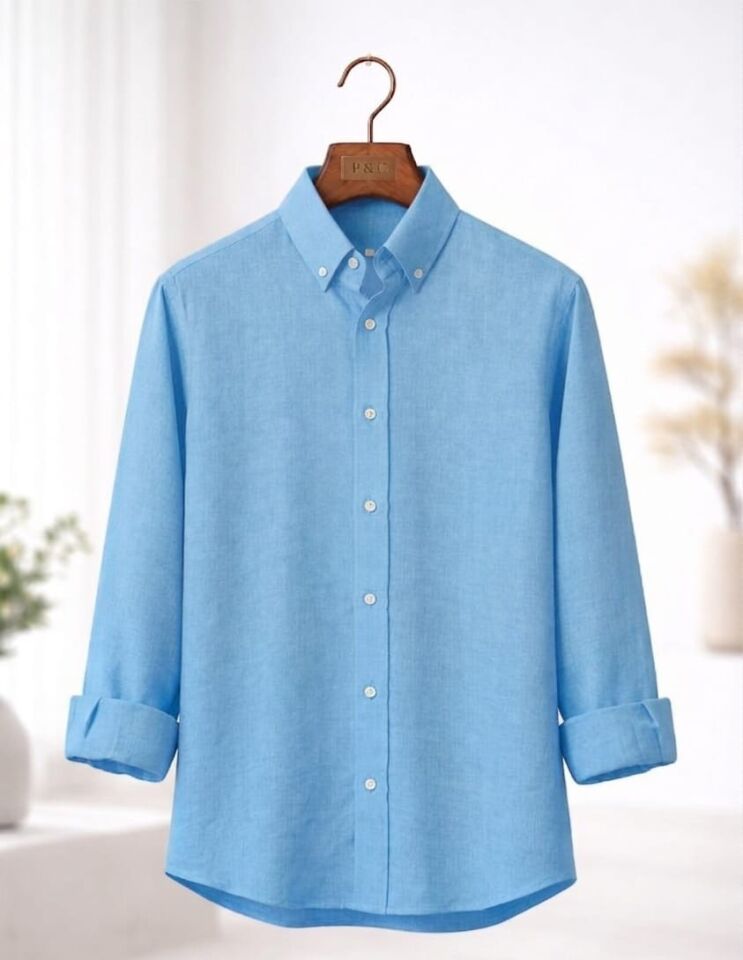 % 100 PAMUK KETEN, NEFES ALAN, HAFİF DOKULU,DÜĞMELİ YAKA,ERKEK KETEN GÖMLEK(Kopya)(Kopya)