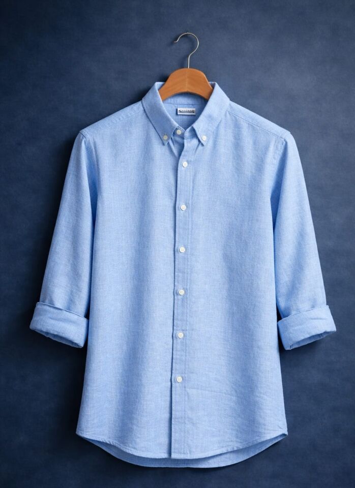 % 100 PAMUK KETEN, NEFES ALAN, HAFİF DOKULU,DÜĞMELİ YAKA,ERKEK KETEN GÖMLEK(Kopya)(Kopya)